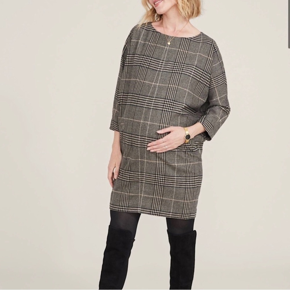 HATCH Maternity Pauline Wool Plaid Dress, Size 2 (Medium)